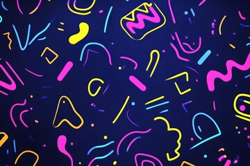 Fototapeta premium Neon-Muster im 1980er-Jahre-Stil mit lebendigen Farben