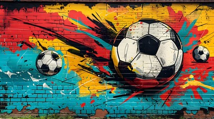 Colorful Graffiti Soccer Ball Mural