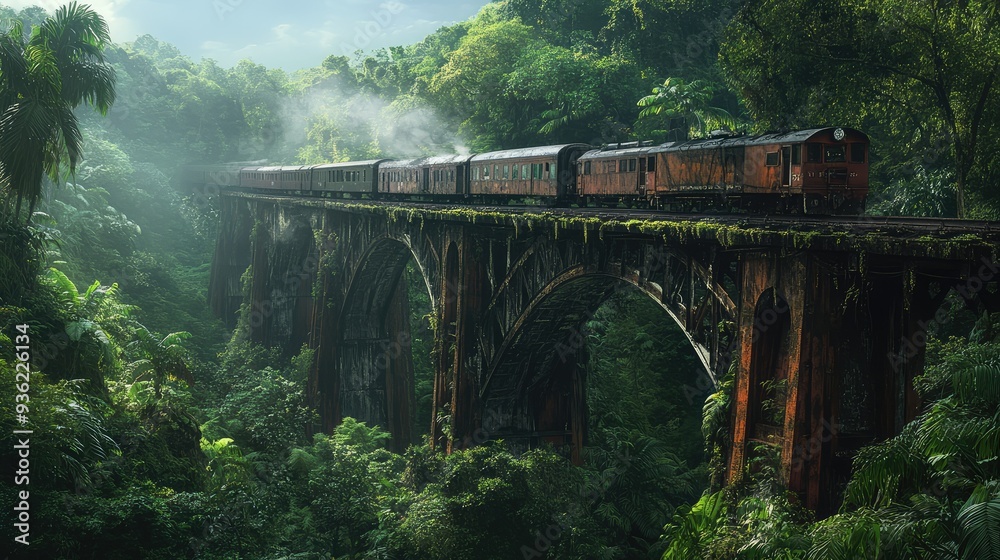 Poster train in the forest