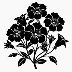 Petunias Black silhouette, illustration