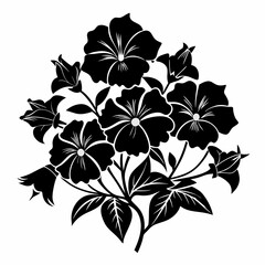 Petunias Black silhouette, illustration