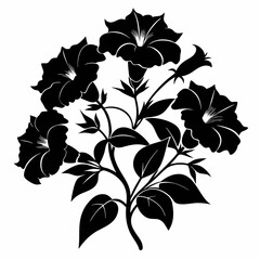Petunias Black silhouette, illustration