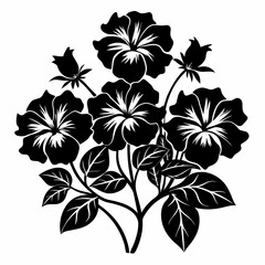 Petunias Black silhouette, illustration