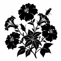 Petunias Black silhouette, illustration
