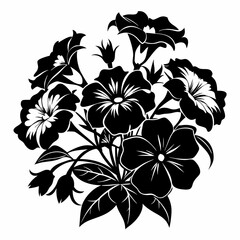 Petunias Black silhouette, illustration