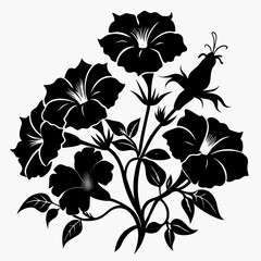 Petunias Black silhouette, illustration