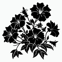 Petunias Black silhouette, illustration