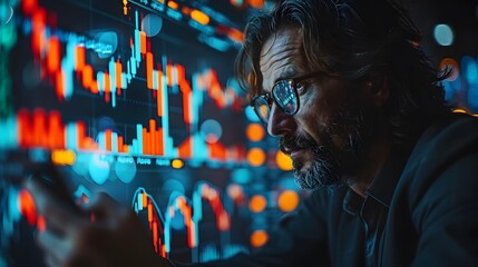 Fototapeta premium Businessman analyzing financial data