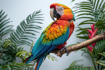 Obraz premium Parrot perched on tropical plants