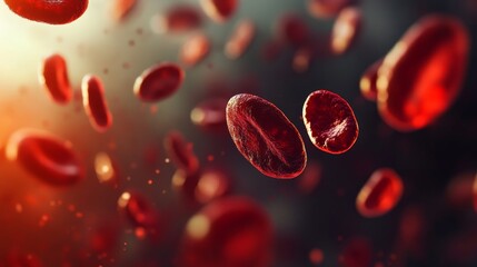 Fototapeta premium A close up of red blood cells with a red blood cell in the center