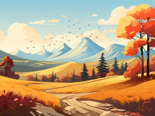 Luxurious Flat design autumn background with leaves