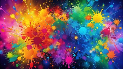 Abstract splatter background in vibrant colors, paint, artistic, design, messy, texture, brush strokes, watercolor, colorful