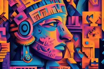 Abstract Geometric Portrait with Vibrant Colors