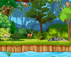 Obraz premium animals in the forest, monkey, deer