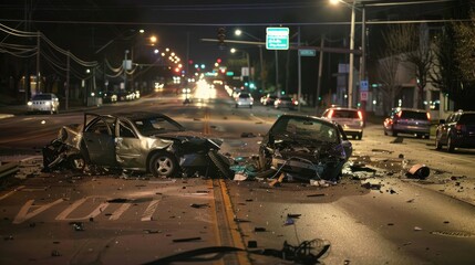 Two cars collided in the middle of the road.