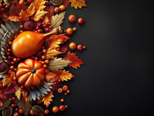 Luxurious Multicolored thanksgiving day greeting card with big message happy thanksgiving