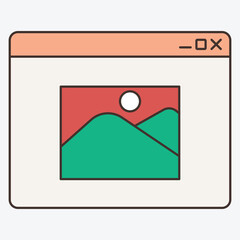 A simple graphic representation of a landscape image within a browser window.