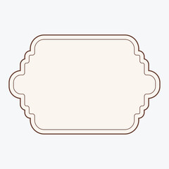 A decorative blank label with a vintage style outline for customization.