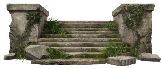 Stone steps or Stairs Stone isolated on transparent background