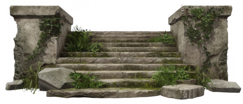 Stone steps or Stairs Stone isolated on transparent background