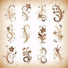 Decorative brown swirling floral patter fileteado