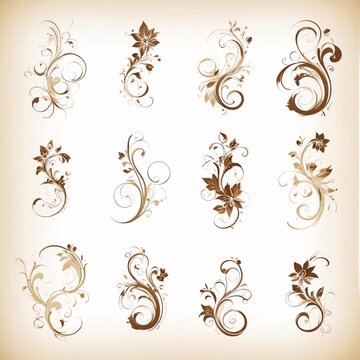 Decorative brown swirling floral patter fileteado