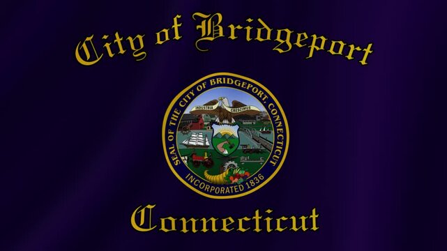 Bridgeport, Connecticut Waving Flag. Realistic Flag Animation. Seamless Loop Background.