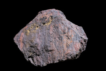 Meteorite with black background. Study material for students and scientists.  