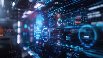 Fototapeta premium Futuristic Digital Interface with Holographic Display