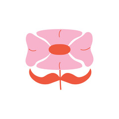 Abstract geometric flower in retro groovy style. Floral simple icon on isolated background. Vector flat illustration of psychedelic daisy flower