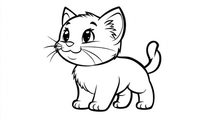 Obraz premium Outline illustration of a black and white cat for drawing and coloring on white background