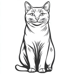 Obraz premium Outline illustration of a black and white cat for drawing and coloring on white background
