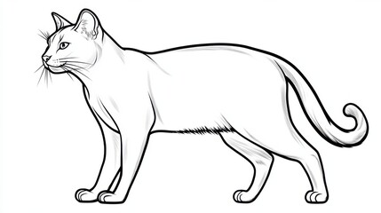 Obraz premium Outline illustration of a black and white cat for drawing and coloring on white background