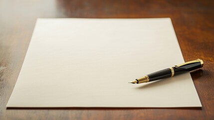 A pen is sitting on top of a piece of paper