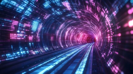Abstract tunnel, digital immersion, technology convergence, innovative background design, futuristic vibes, 8K