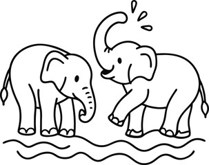 Elephant line art coloring book for kids creative fun
