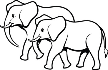 Kids coloring book with Elephant line art fun and easy

