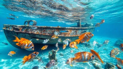 Curacao Tugboat wreck snorkel with abundant fish