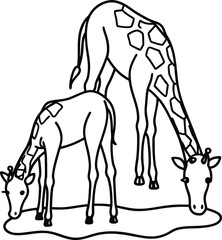 Simple giraffe line art for kids coloring book great for developing fine motor skills
