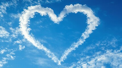 Naklejka premium A heart-shaped cloud in the sky on a sunny day with a blue sky and white clouds