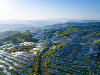 view of solar power station on mountain