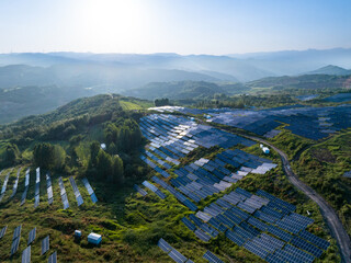 view of solar power station on mountain
