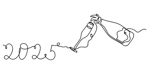 Celebrating the arrival of 2025 with a toast and bubbly drinks in celebration of new beginnings