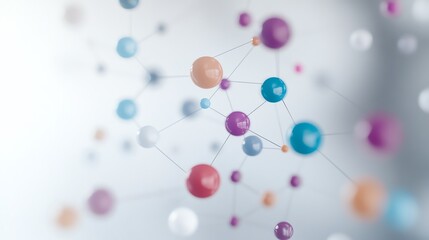Abstract representation of molecular structures with colorful spheres and connections, symbolizing science and technology.