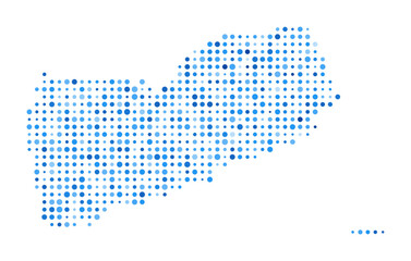 Fototapeta premium Yemen Dot Map. Country Digital Style Shape. Yemen vector image. Country shape blue circular dots. Stylish vector illustration.