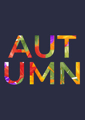 Simple fall card design with cut out letters. Cute fall card design. Greeting card with leaf background