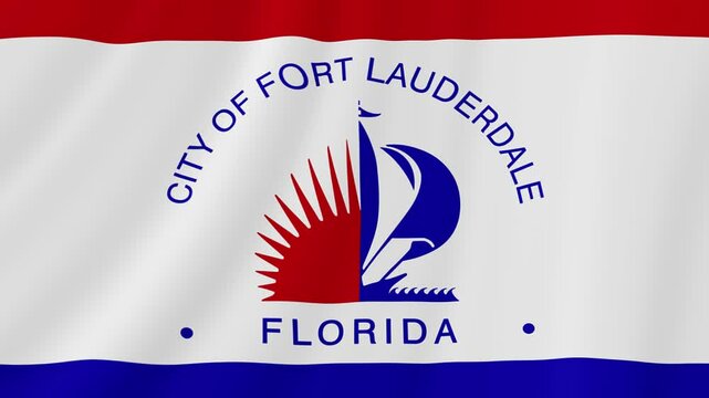 Fort Lauderdale, Florida Waving Flag. Realistic Flag Animation. Seamless Loop Background.
