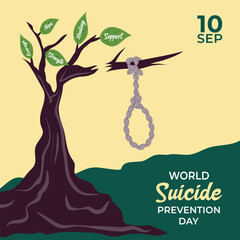 World Suicide Prevention Day Concept Art Illustration Post