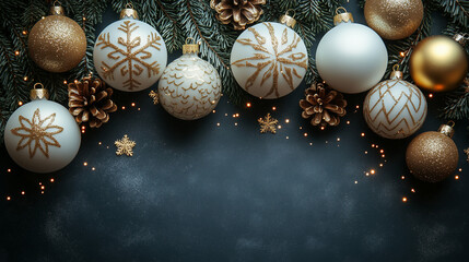 Christimas decoration on plain background with copy space for banner and headers