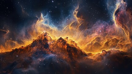 Stunning cosmic nebula bursting with vibrant colors in a distant galaxy